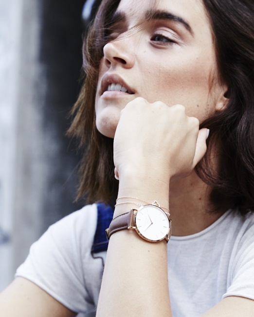 Rosefield The Bowery Collection White Brown Rose Gold Watch | Melani di moda