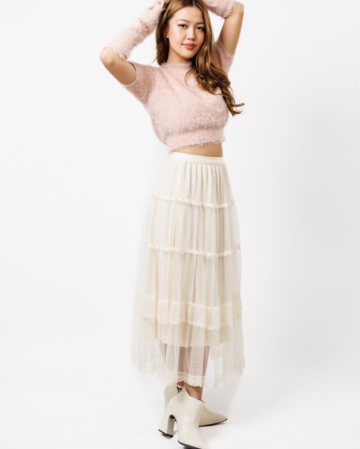 MELANI TULLE SKIRT WITH BEADS AND LACE DETAIL 1 Womens Clothing & Fashion   Online & Offline