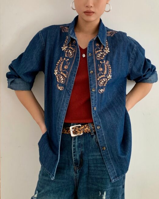MELANI EMBROIDERED DENIM SHIRT