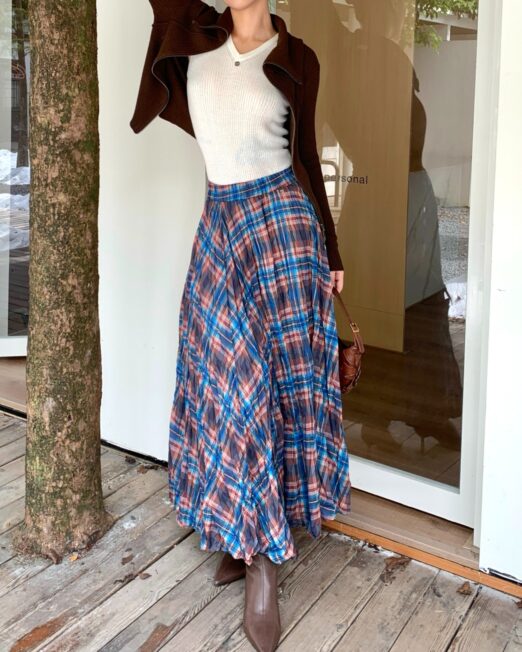 MELANI CHECKED MAXI SKIRT