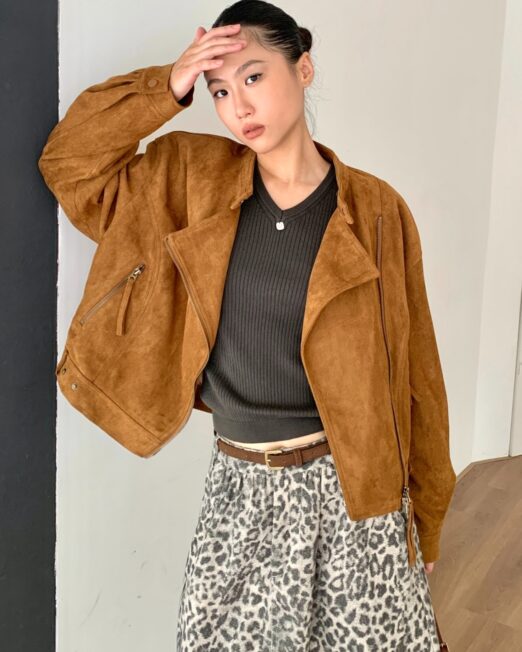 MELANI FAUX SUEDE ZIP-UP JACKET