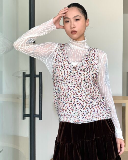 MELANI V' NECK BLENDED YARN VEST