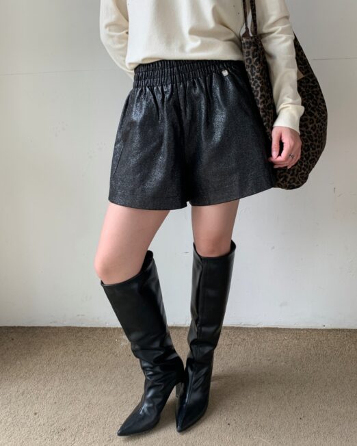 MELANI METALLIC BLACK SHORTS