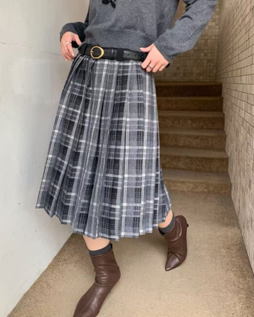 MELANI CHECKED PLEAT SKIRT