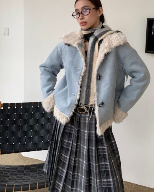 MELANI FAUX SUEDE SHEARLING JACKET