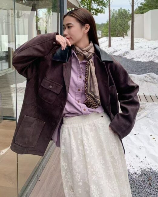 MELANI FAUX SUEDE JACKET IN CHOCOLATE