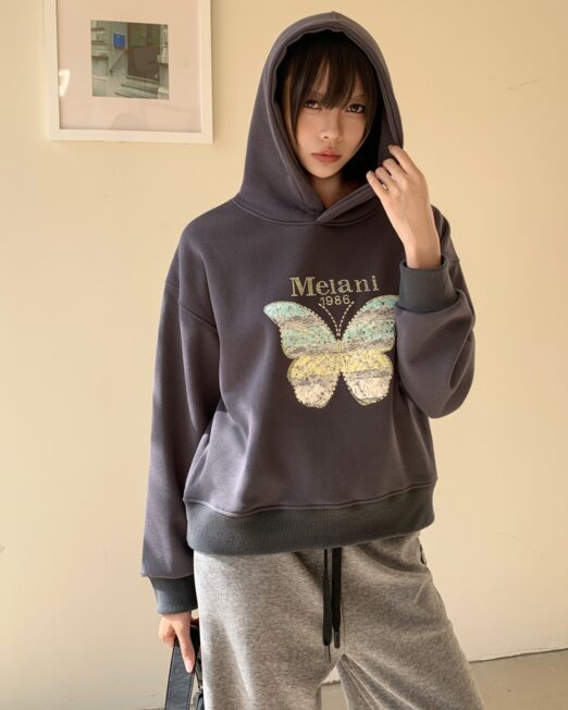 MELANI BUTTERFLY PRINT SWEATSHIRT WITH HOODIE