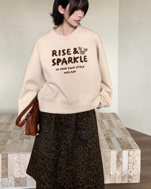 MELANI SWEATSHIRT WITH LEOPARD TEXT PRINT
