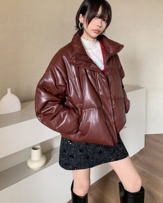 MELANI FAUX LEATHER DOWN JACKET